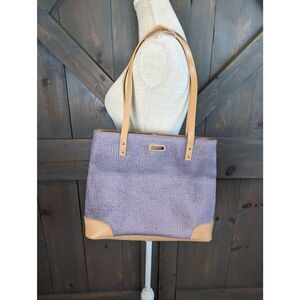 Nine West Purse Handbag Women's Lavender Zippered Top Weave Faux Leather